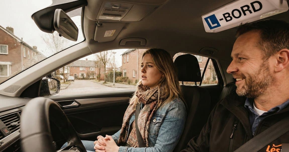Lesauto geparkeerd langs de weg