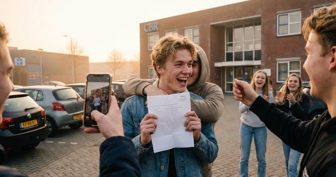 Kandidaat viert het slagen