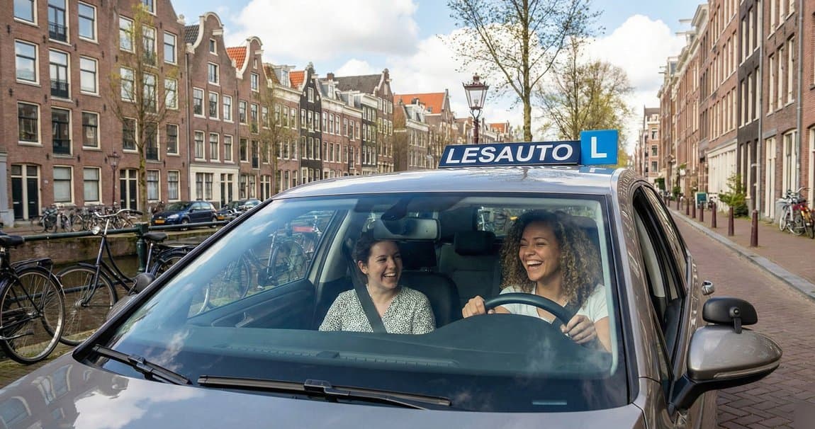 Druk verkeer bij de grachten waar verkeer wordt geregeld