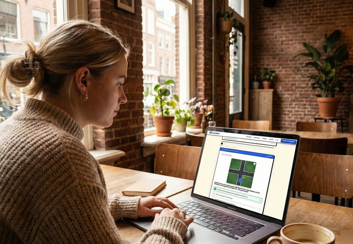 Student oefent gevaarherkenning voor het theorie-examen